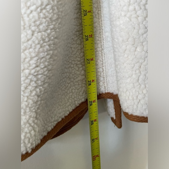 Old Navy Sherpa Coat Jacket Off White Saddle Brown Faux Suede Interior - Picture 7 of 9